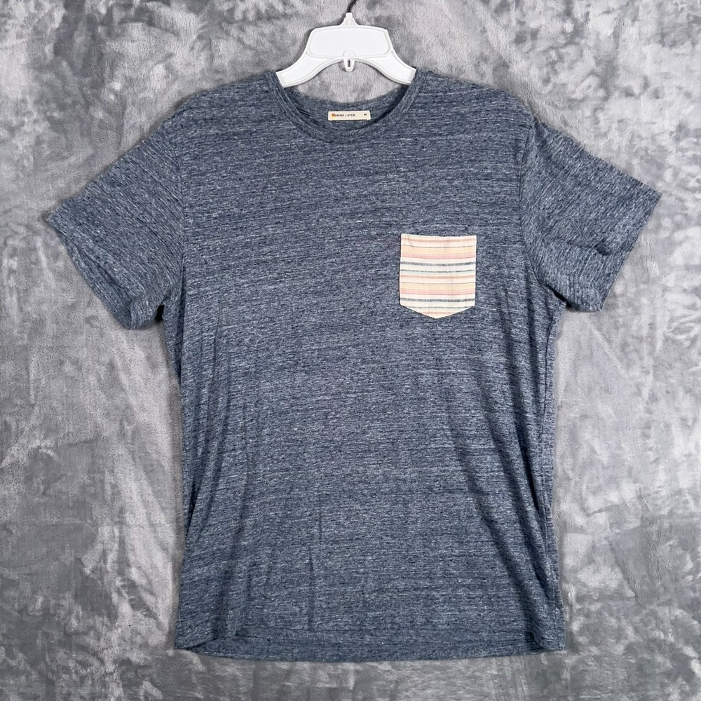 Marine Layer Pocket Tee T Shirt Mens Medium Blue Short Sleeve Crewneck